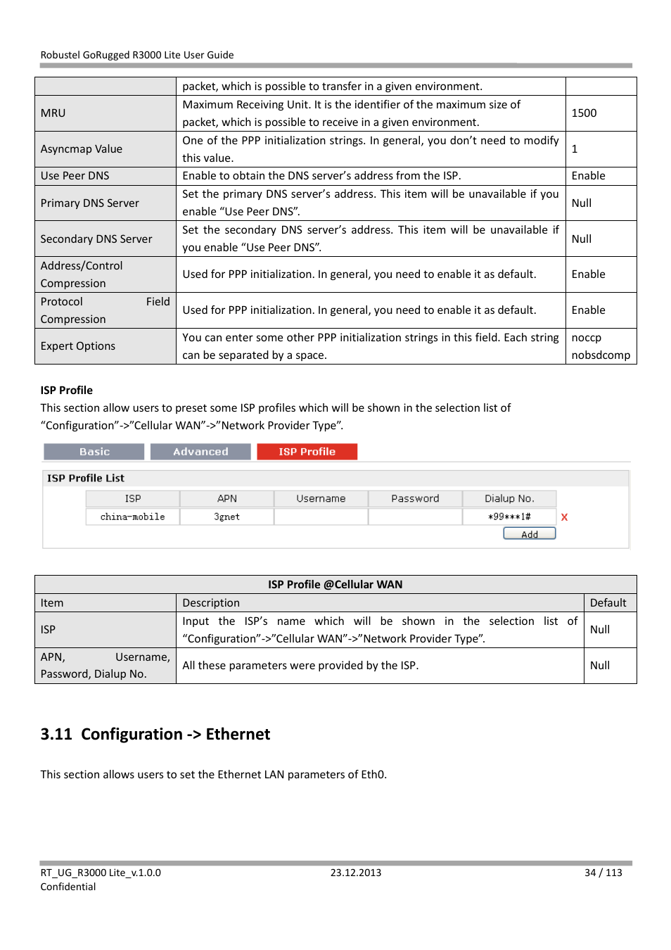 11 configuration -> ethernet, Configuration -> ethernet | Robustel R3000 Lite User Guide User Manual | Page 35 / 114