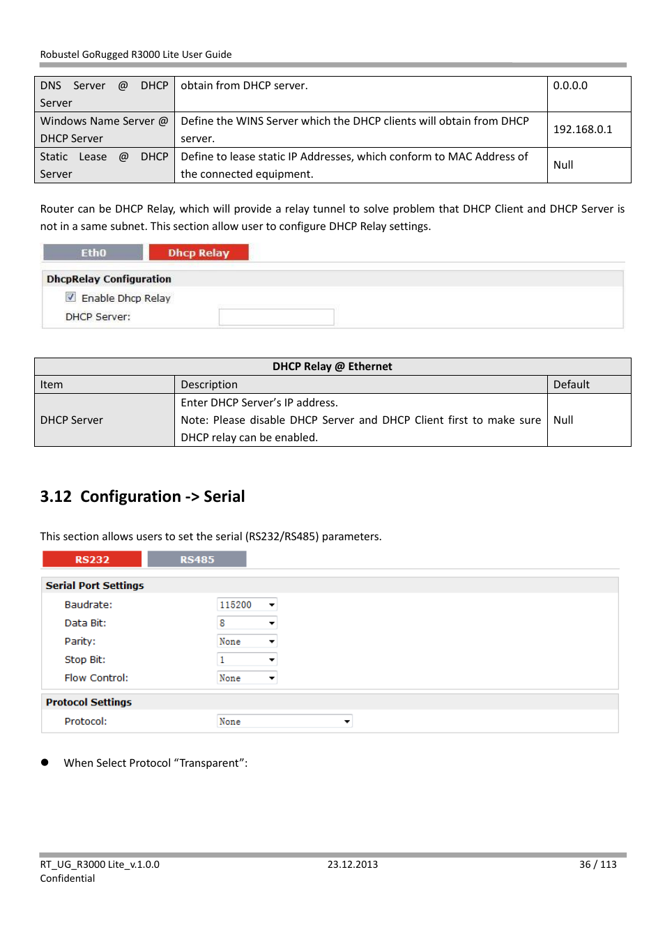 12 configuration -> serial, Configuration -> serial | Robustel R3000 Lite User Guide User Manual | Page 37 / 114