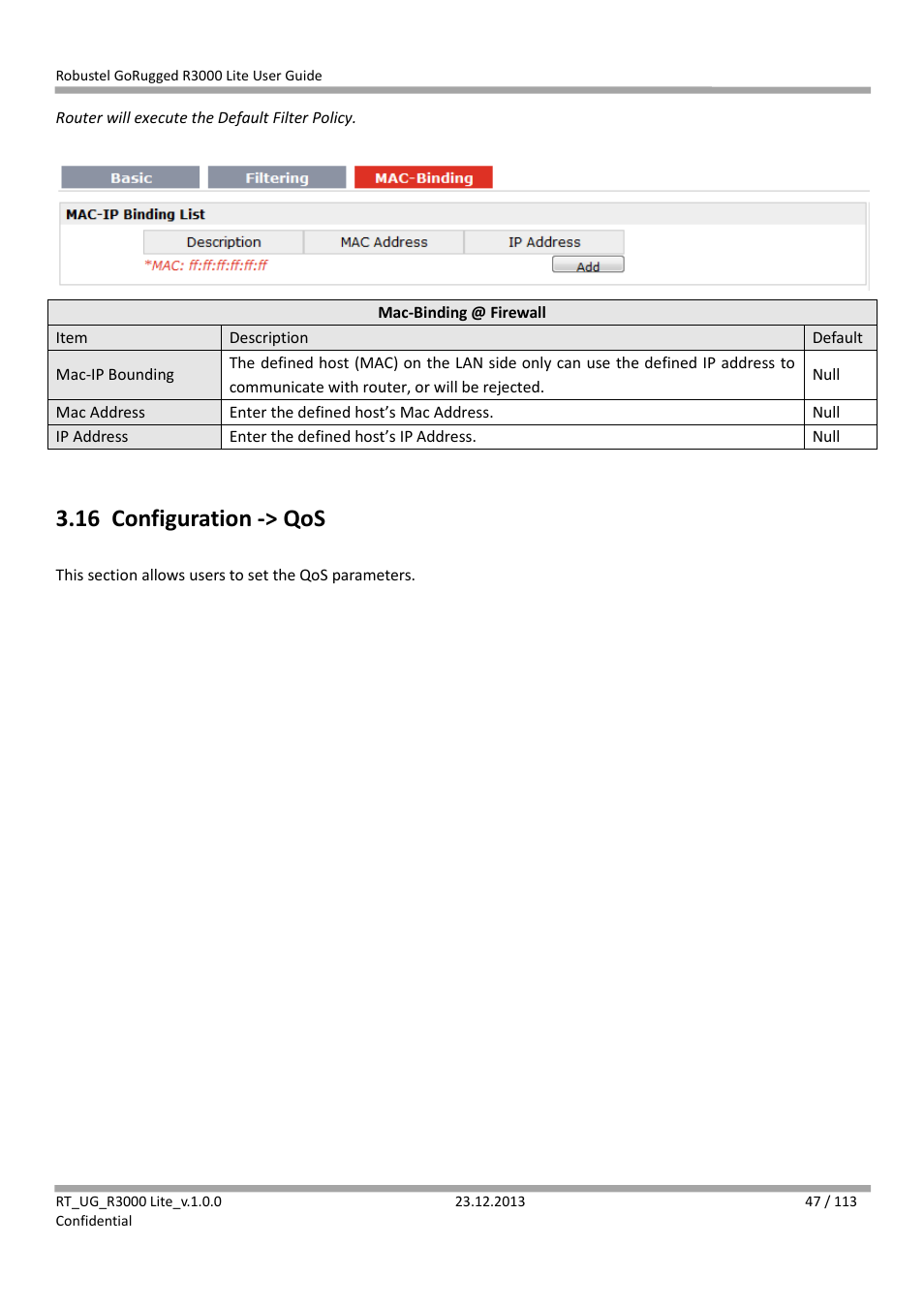 16 configuration -> qos, Configuration -> qos | Robustel R3000 Lite User Guide User Manual | Page 48 / 114