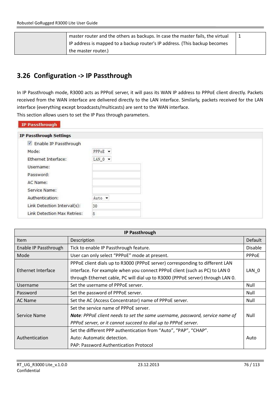 26 configuration -> ip passthrough, Configuration -> ip passthrough | Robustel R3000 Lite User Guide User Manual | Page 77 / 114