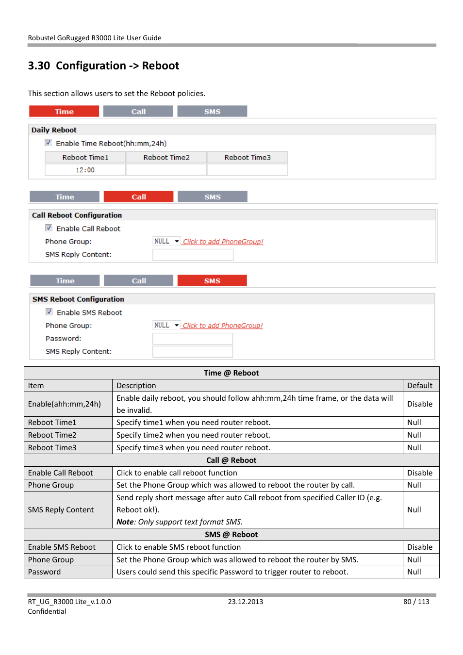 30 configuration -> reboot, Configuration -> reboot | Robustel R3000 Lite User Guide User Manual | Page 81 / 114