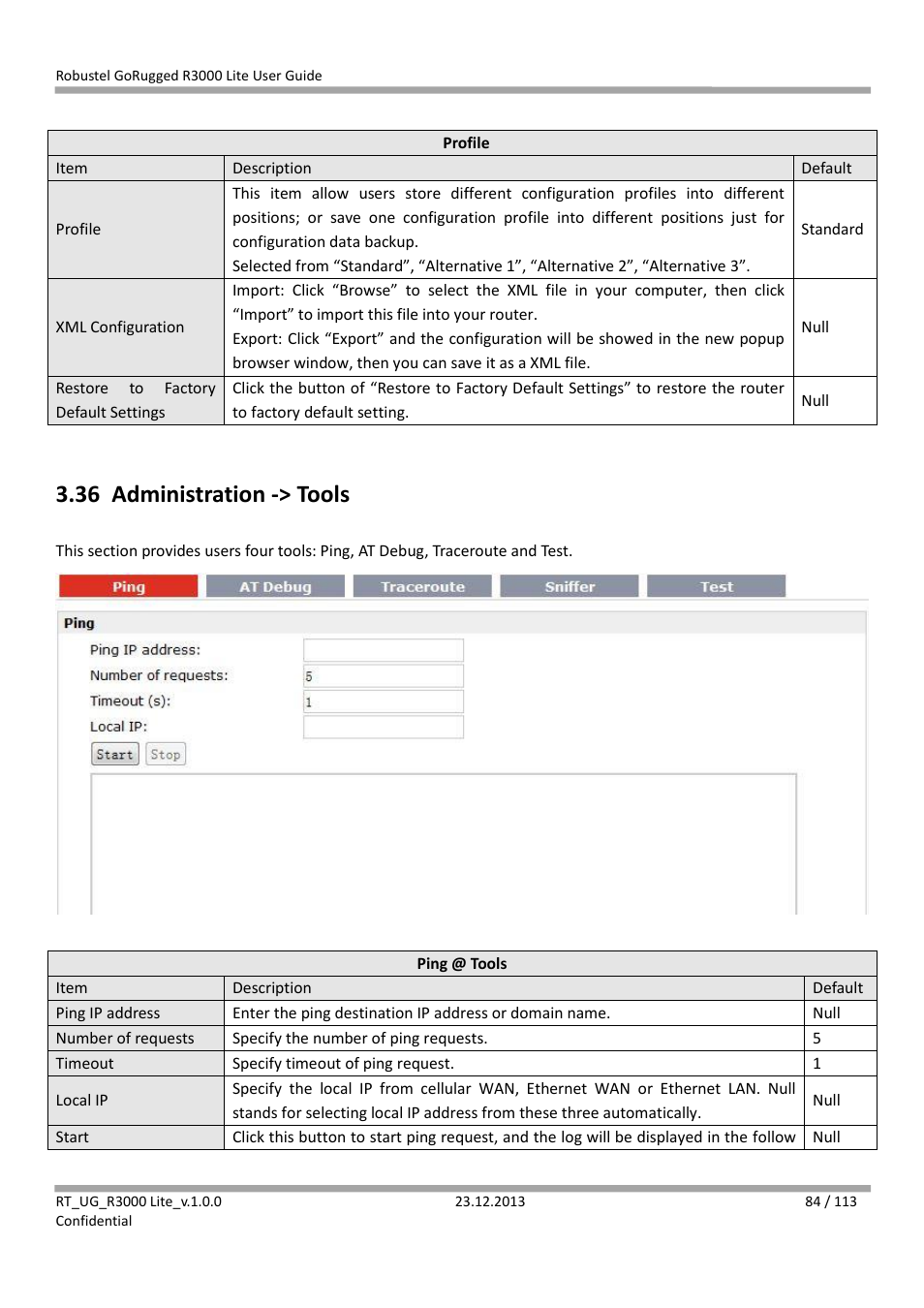 36 administration -> tools, Administration -> tools | Robustel R3000 Lite User Guide User Manual | Page 85 / 114