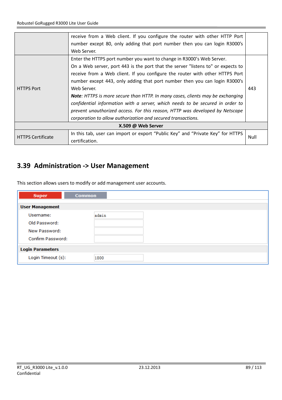 39 administration -> user management, Administration -> user management | Robustel R3000 Lite User Guide User Manual | Page 90 / 114