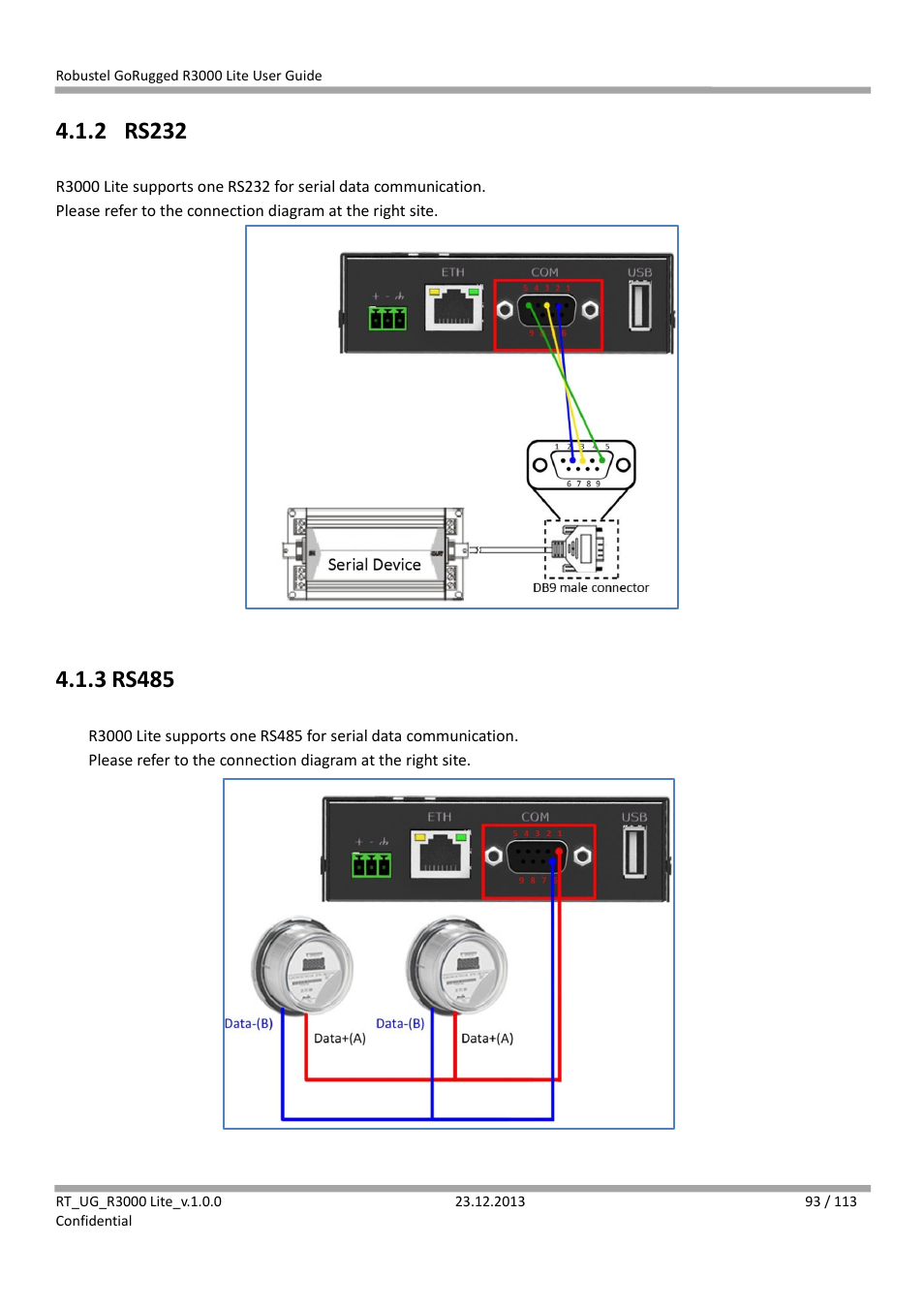 2 rs232, 3 rs485, Rs232 | Rs485 | Robustel R3000 Lite User Guide User Manual | Page 94 / 114