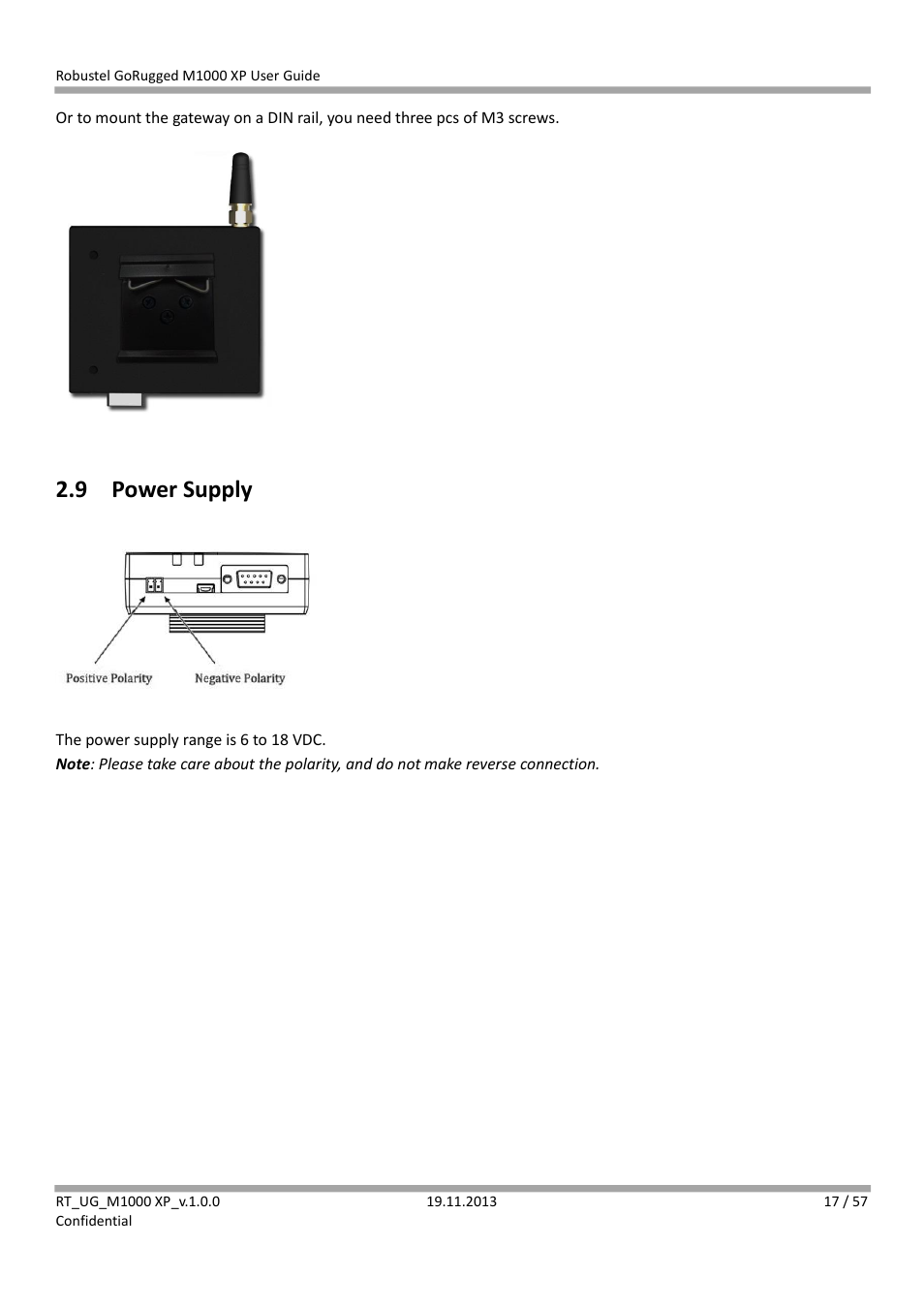 9 power supply, Power supply | Robustel M1000 XP User Guide User Manual | Page 18 / 58