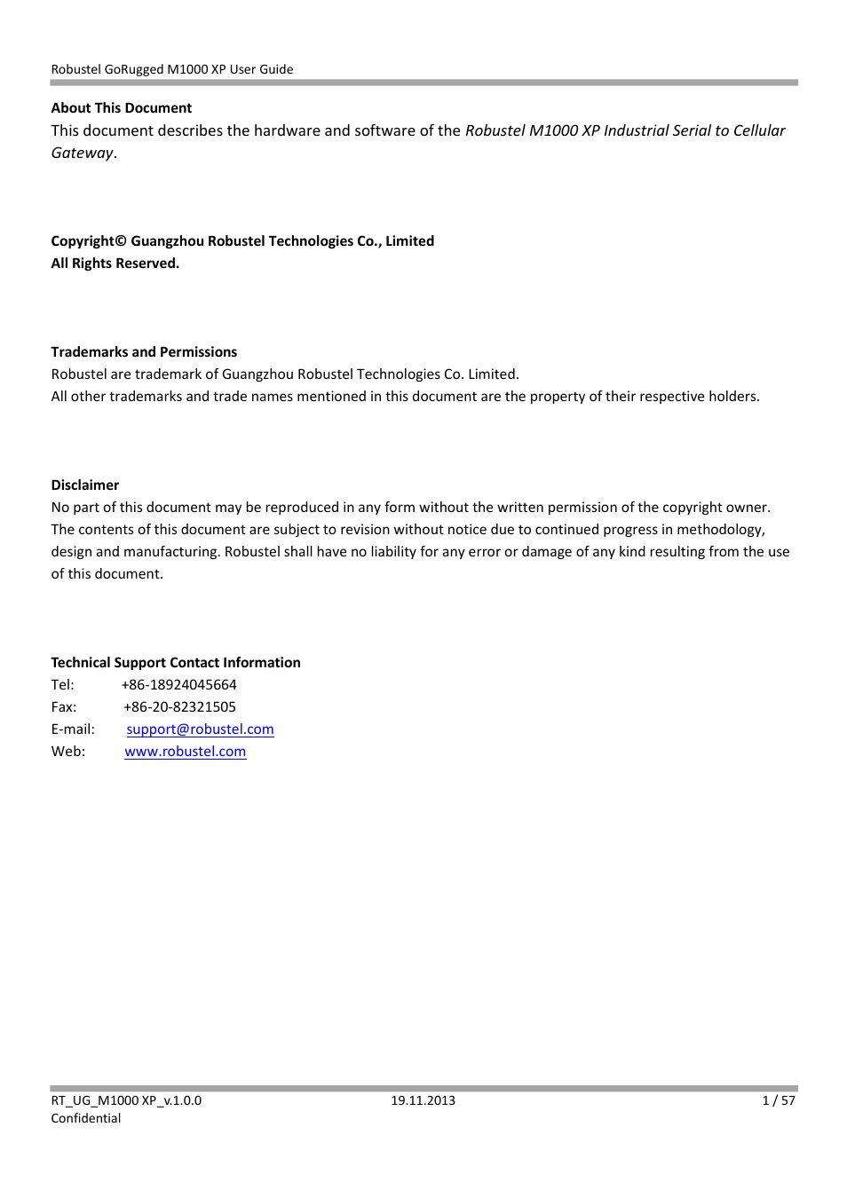 Robustel M1000 XP User Guide User Manual | Page 2 / 58