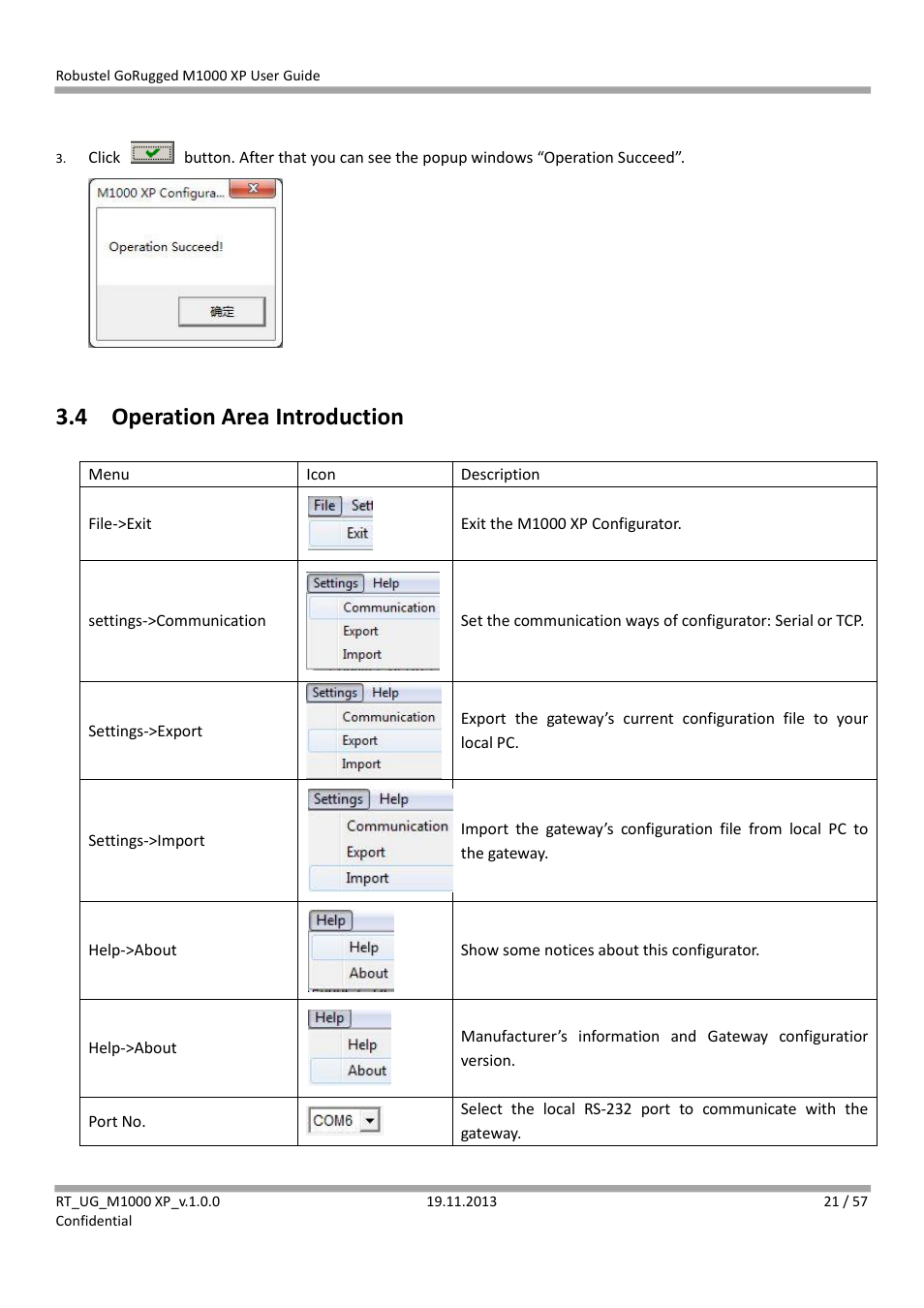 4 operation area introduction, Operation area introduction | Robustel M1000 XP User Guide User Manual | Page 22 / 58