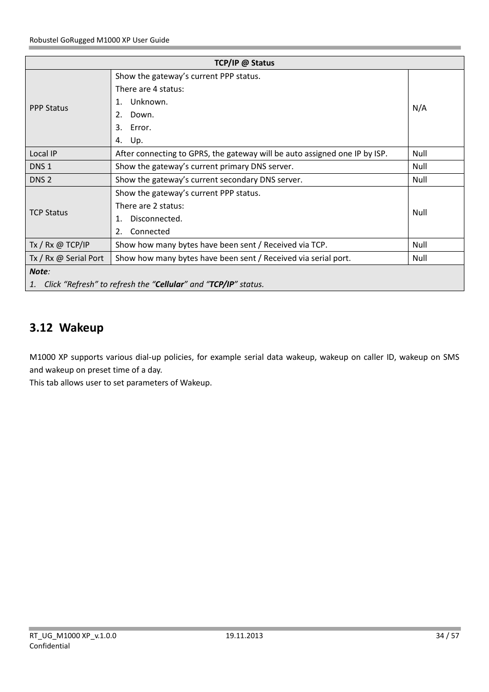 12 wakeup, Wakeup | Robustel M1000 XP User Guide User Manual | Page 35 / 58