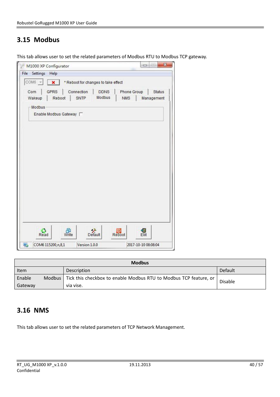 15 modbus, 16 nms, Modbus | Robustel M1000 XP User Guide User Manual | Page 41 / 58