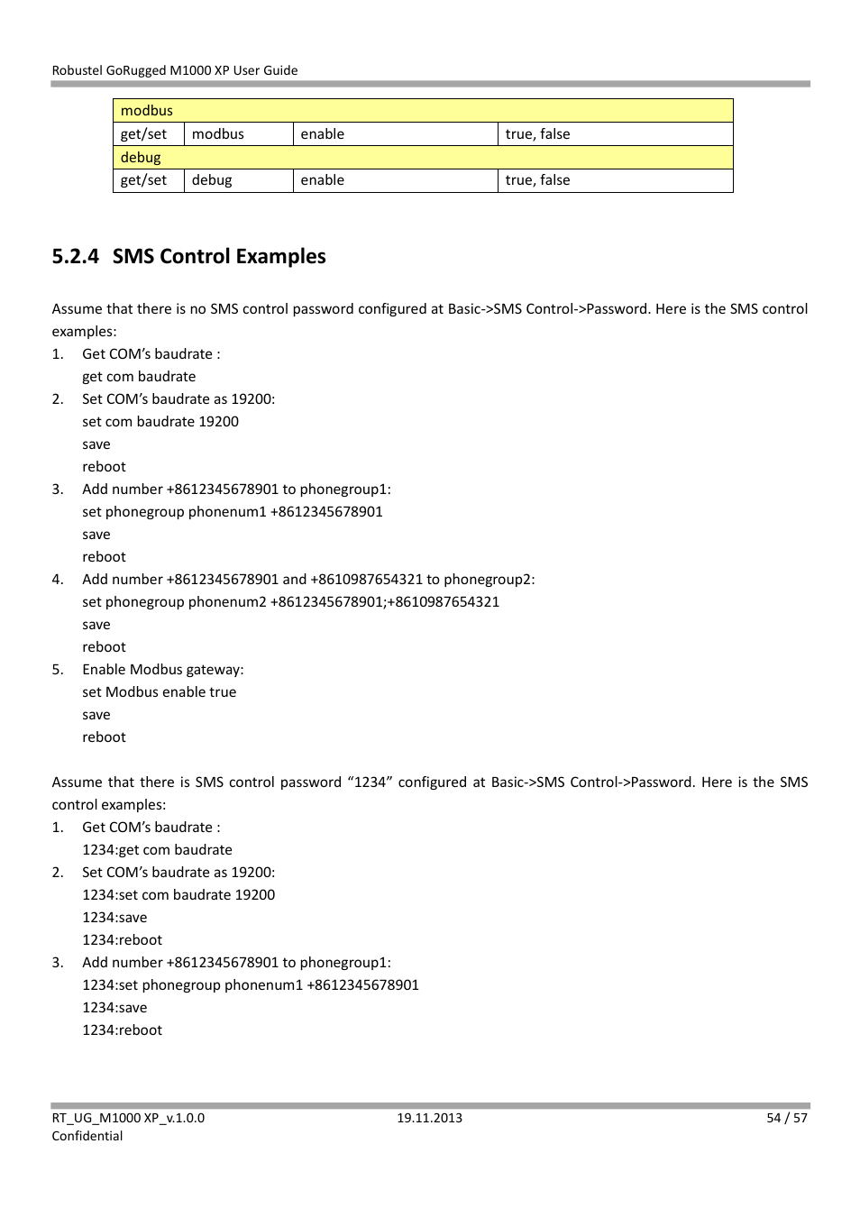 4 sms control examples, Sms control examples | Robustel M1000 XP User Guide User Manual | Page 55 / 58