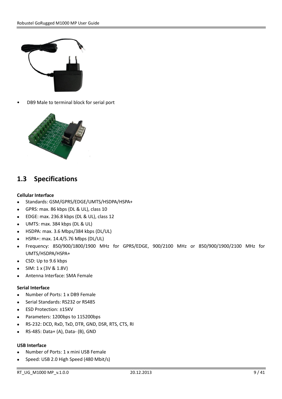 3 specifications, Specifications | Robustel M1000 MP User Guide User Manual | Page 10 / 42