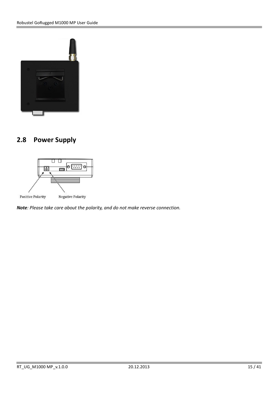 8 power supply, Power supply | Robustel M1000 MP User Guide User Manual | Page 16 / 42