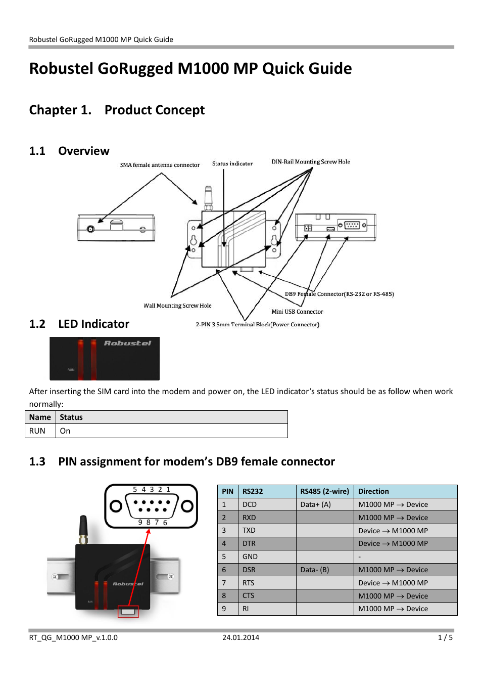 Robustel M1000 MP Quick Guide User Manual | 5 pages