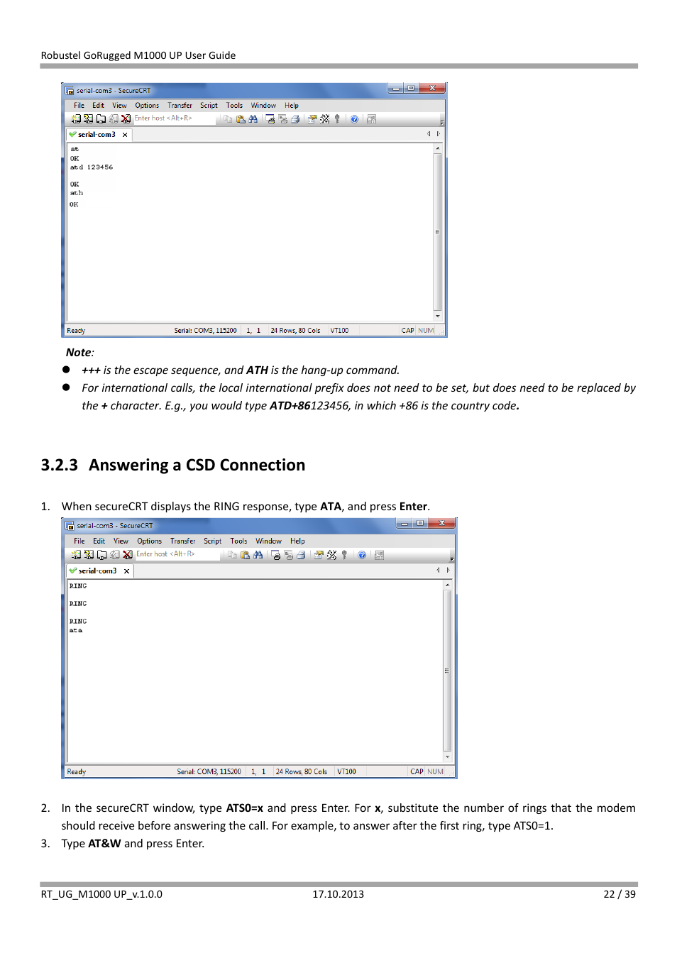 3 answering a csd connection, Answering a csd connection | Robustel M1000 UP User Guide User Manual | Page 23 / 40