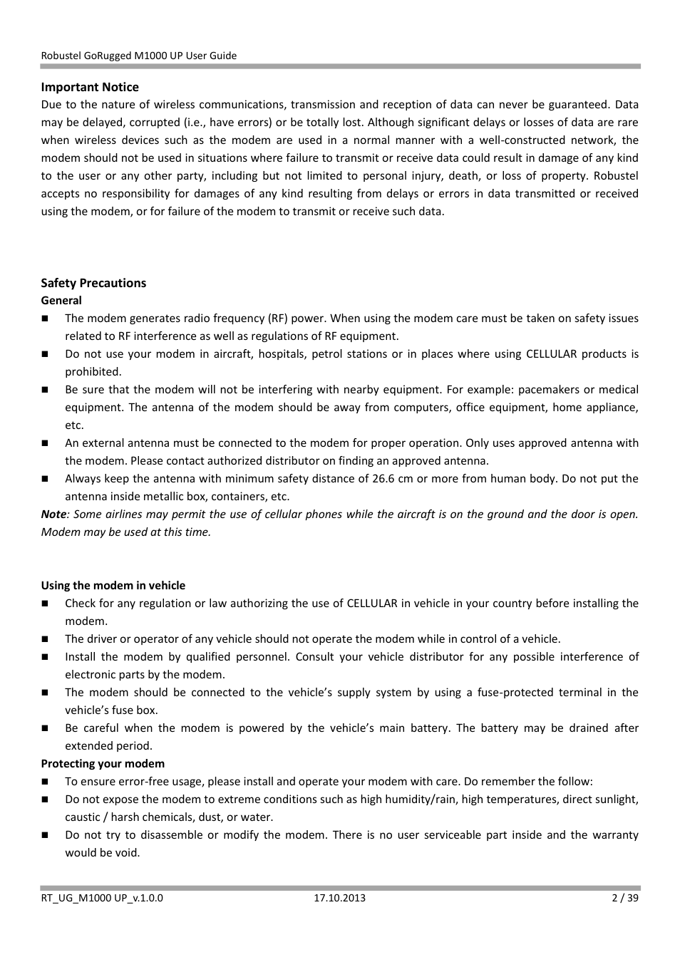 Robustel M1000 UP User Guide User Manual | Page 3 / 40