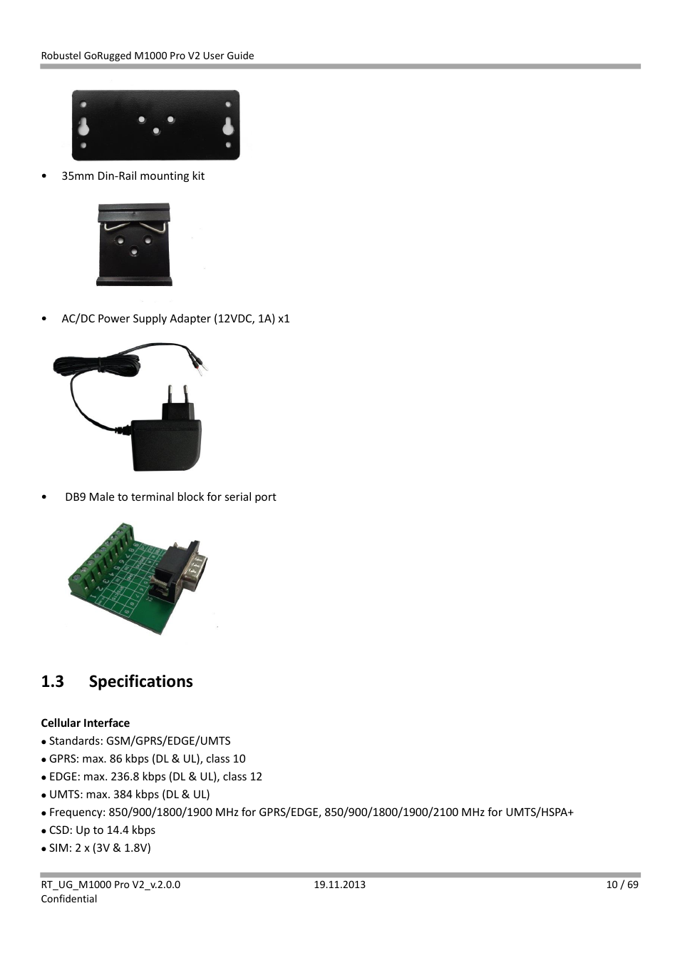 3 specifications, Specifications | Robustel M1000 Pro V2 User Guide User Manual | Page 11 / 70