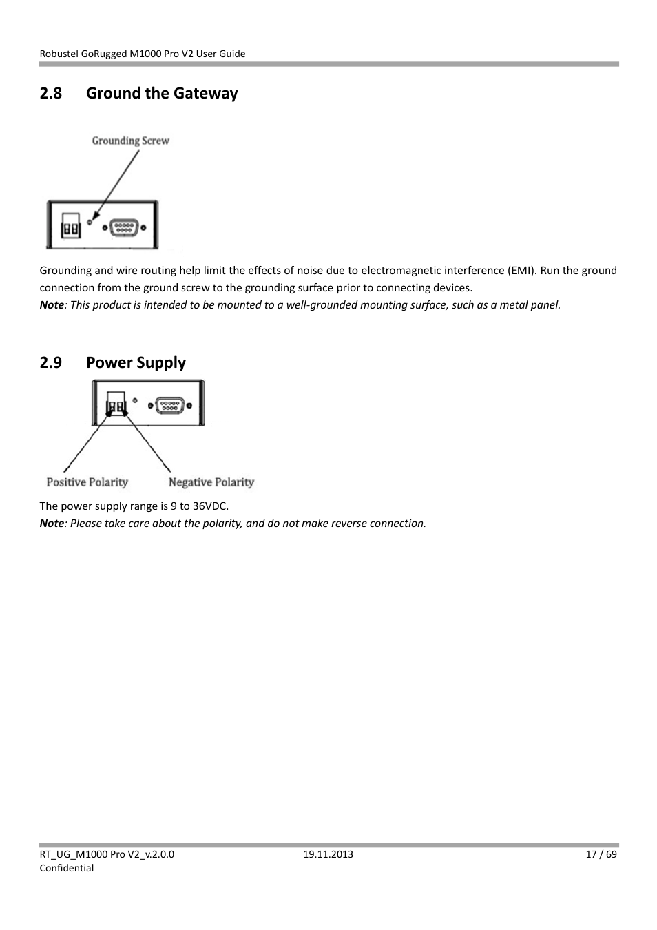 8 ground the gateway, 9 power supply, Ground the gateway | Power supply | Robustel M1000 Pro V2 User Guide User Manual | Page 18 / 70