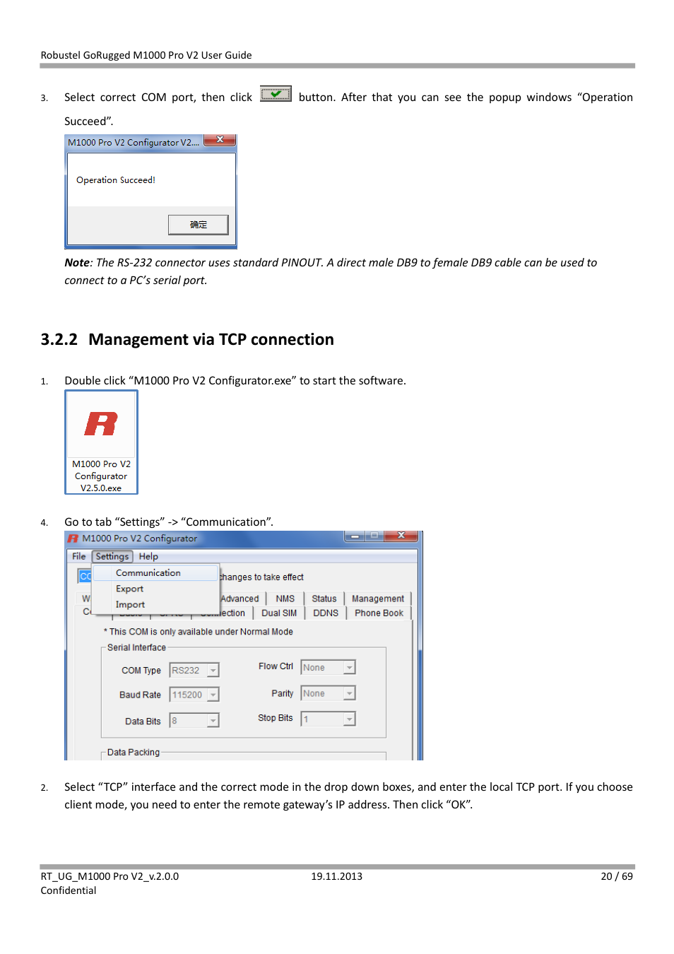 2 management via tcp connection, Management via tcp connection | Robustel M1000 Pro V2 User Guide User Manual | Page 21 / 70