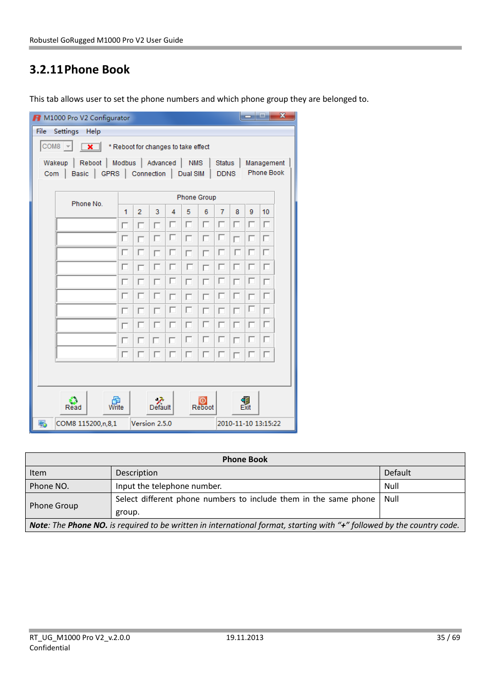 11 phone book, Phone book | Robustel M1000 Pro V2 User Guide User Manual | Page 36 / 70