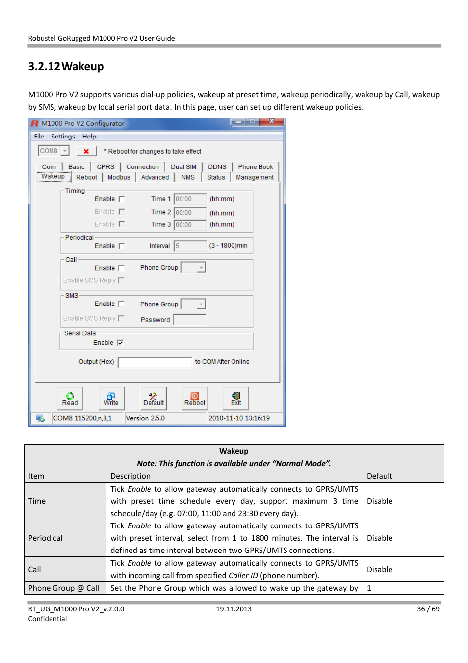 12 wakeup, Wakeup | Robustel M1000 Pro V2 User Guide User Manual | Page 37 / 70