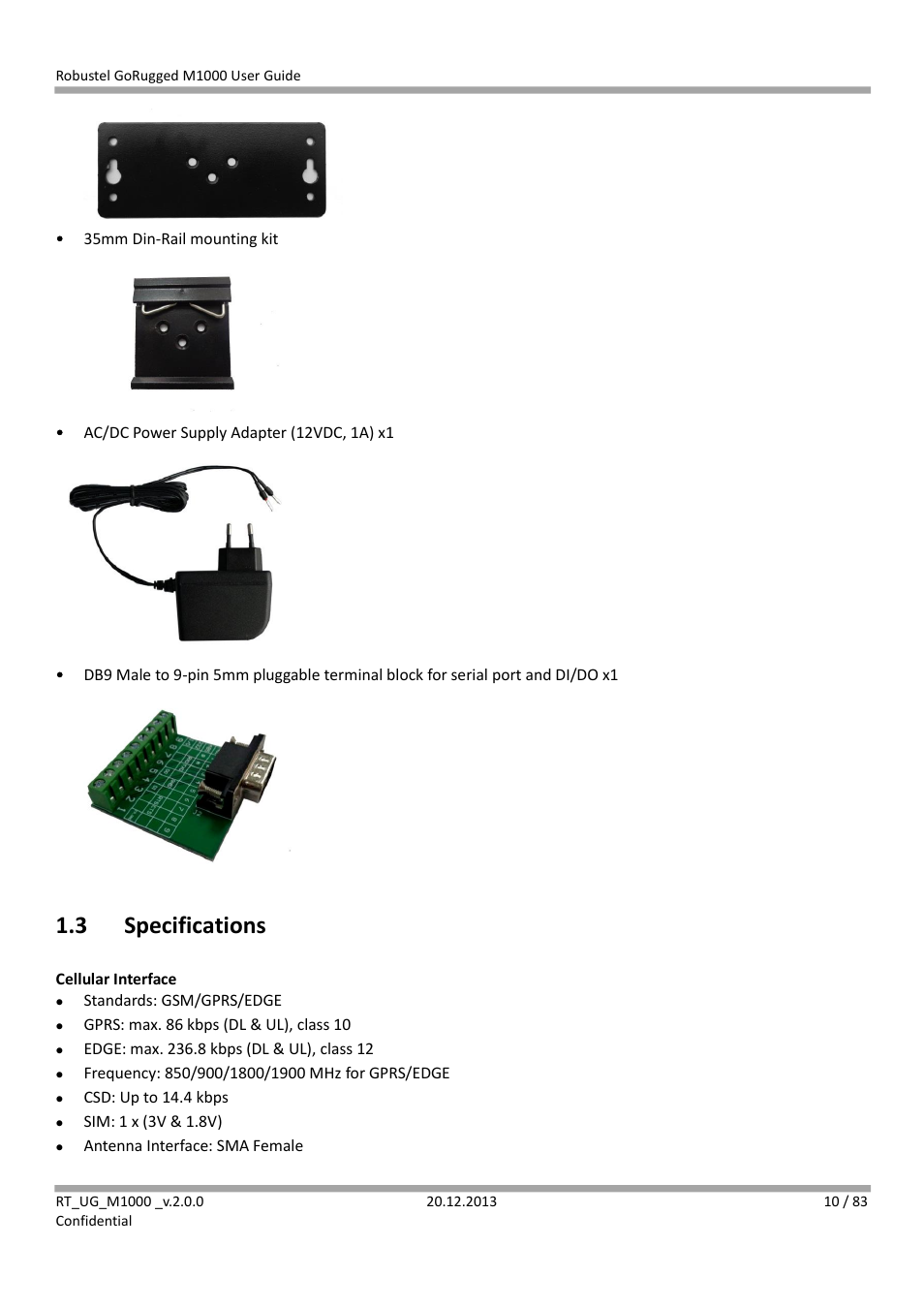 3 specifications, Specifications | Robustel M1000 User Guide User Manual | Page 11 / 85