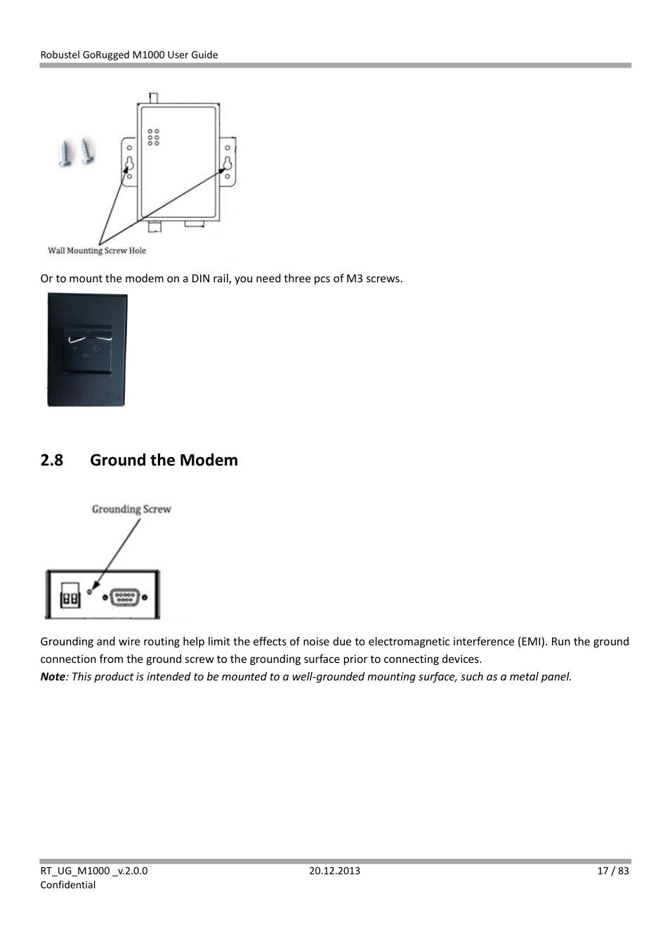 8 ground the modem, Ground the modem | Robustel M1000 User Guide User Manual | Page 18 / 85