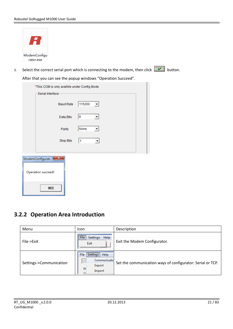 2 operation area introduction, Operation area introduction | Robustel M1000 User Guide User Manual | Page 22 / 85