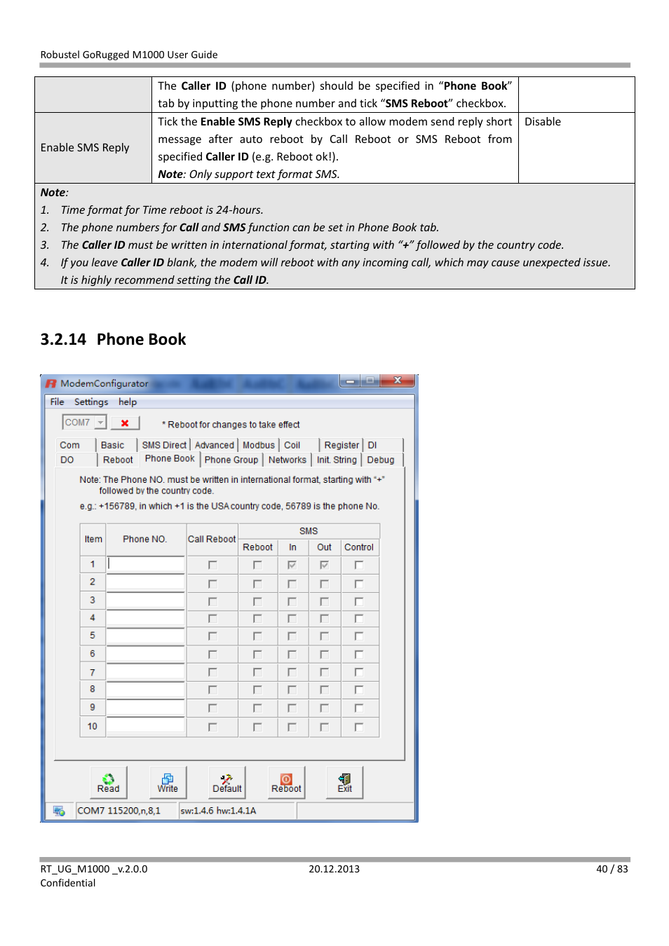 14 phone book, Phone book | Robustel M1000 User Guide User Manual | Page 41 / 85