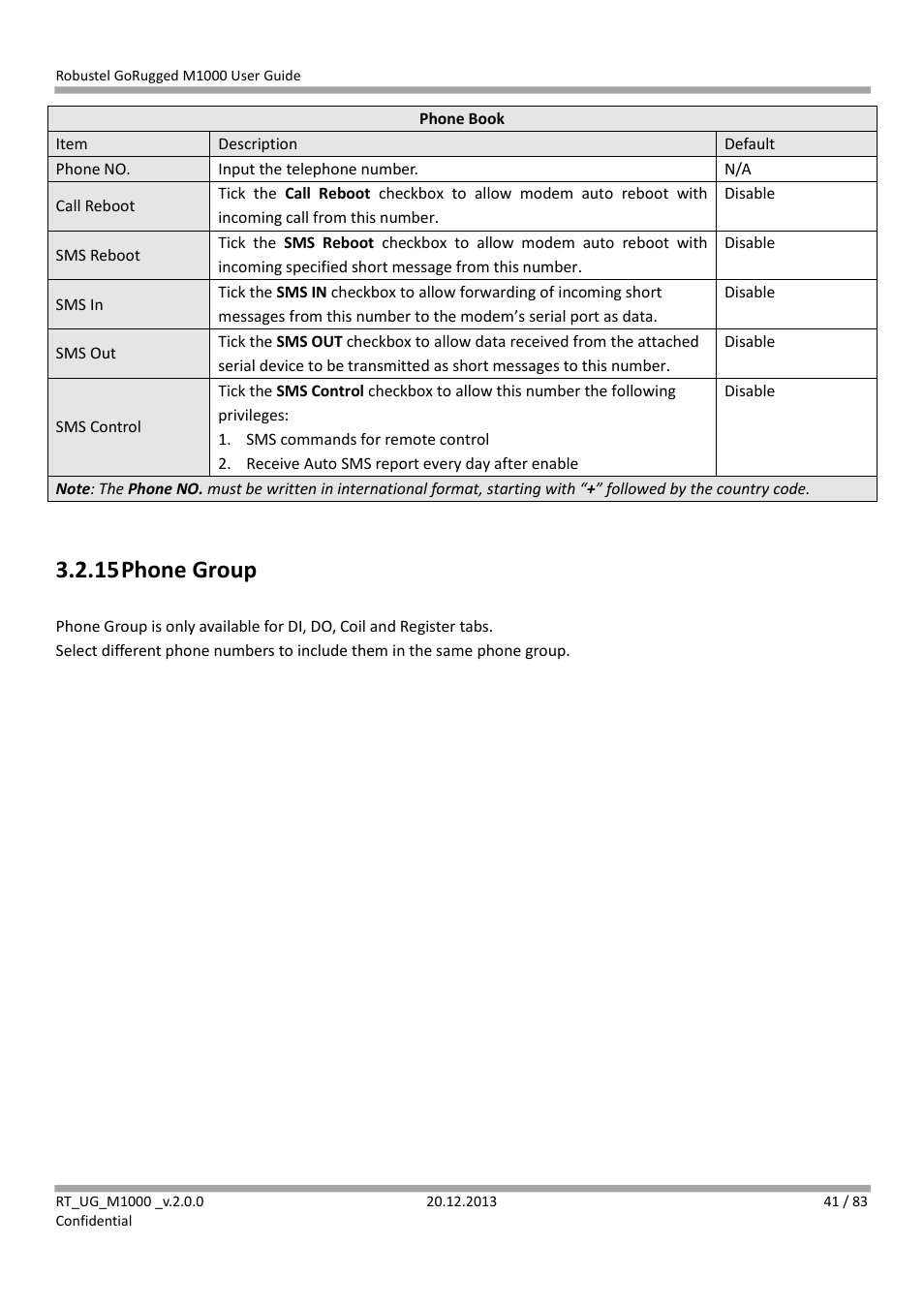 15 phone group, Phone group | Robustel M1000 User Guide User Manual | Page 42 / 85