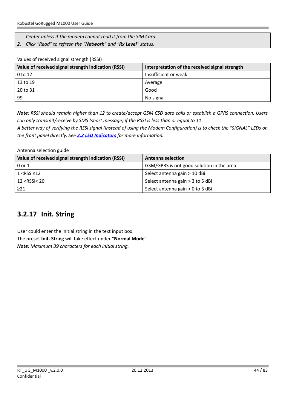 17 init. string, Init. string | Robustel M1000 User Guide User Manual | Page 45 / 85