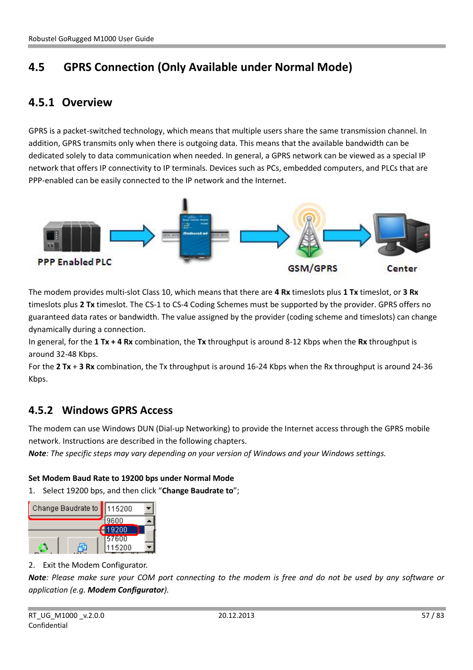 1 overview, Gprs connection (only available under normal mode), Overview | 2 windows gprs access | Robustel M1000 User Guide User Manual | Page 58 / 85