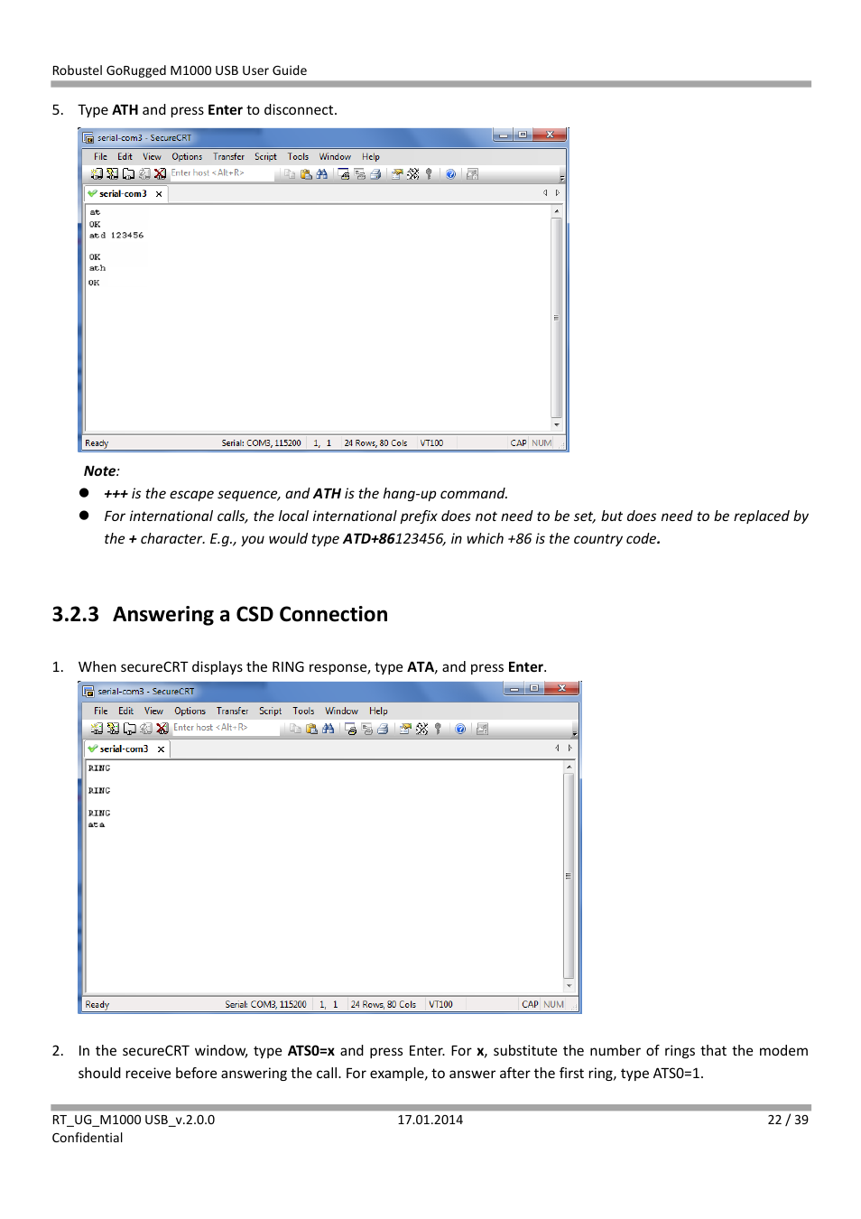 3 answering a csd connection, Answering a csd connection | Robustel M1000 USB User Guide User Manual | Page 23 / 40