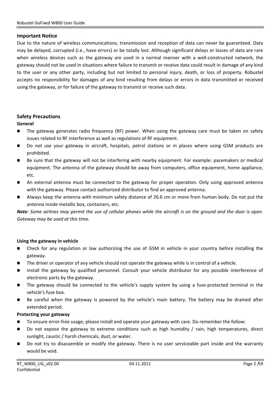 Robustel W800 User Manual | Page 3 / 60