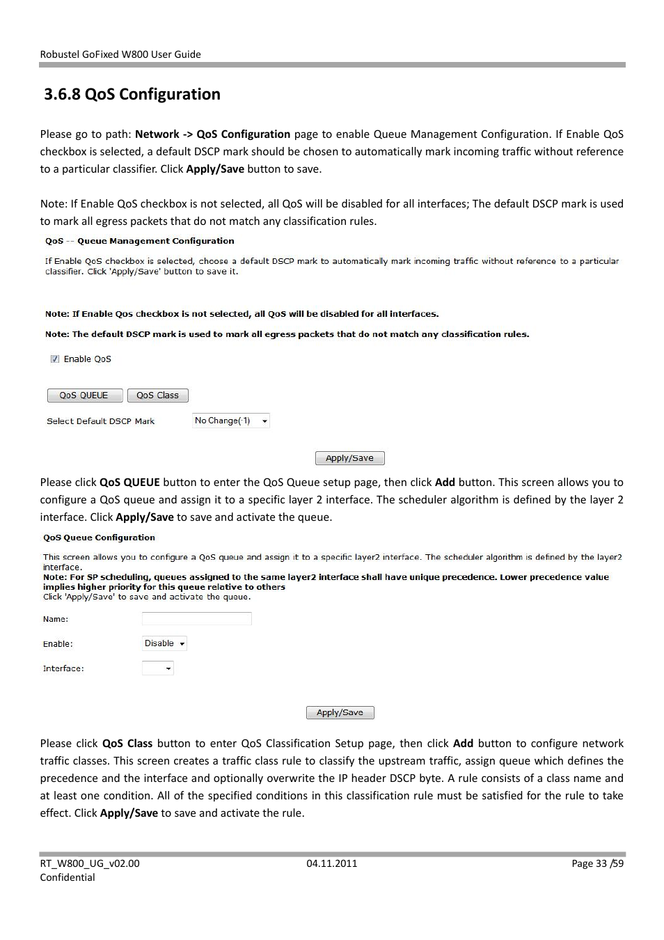 8 qos configuration | Robustel W800 User Manual | Page 34 / 60