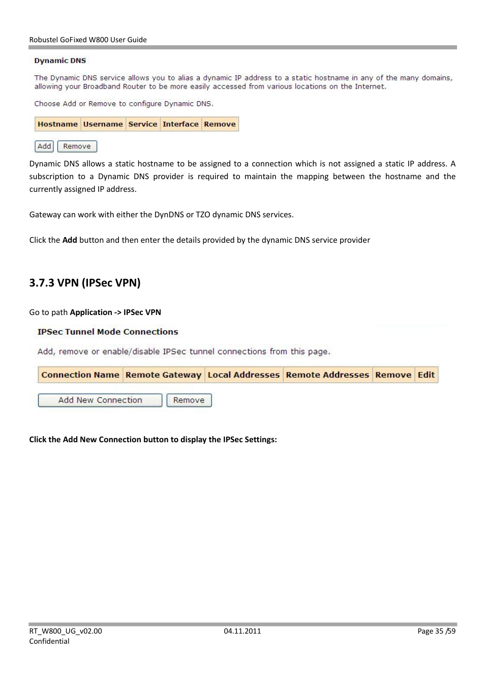 3 vpn (ipsec vpn) | Robustel W800 User Manual | Page 36 / 60