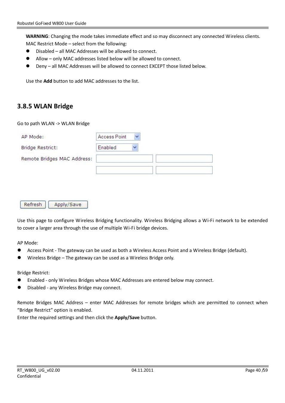 5 wlan bridge | Robustel W800 User Manual | Page 41 / 60