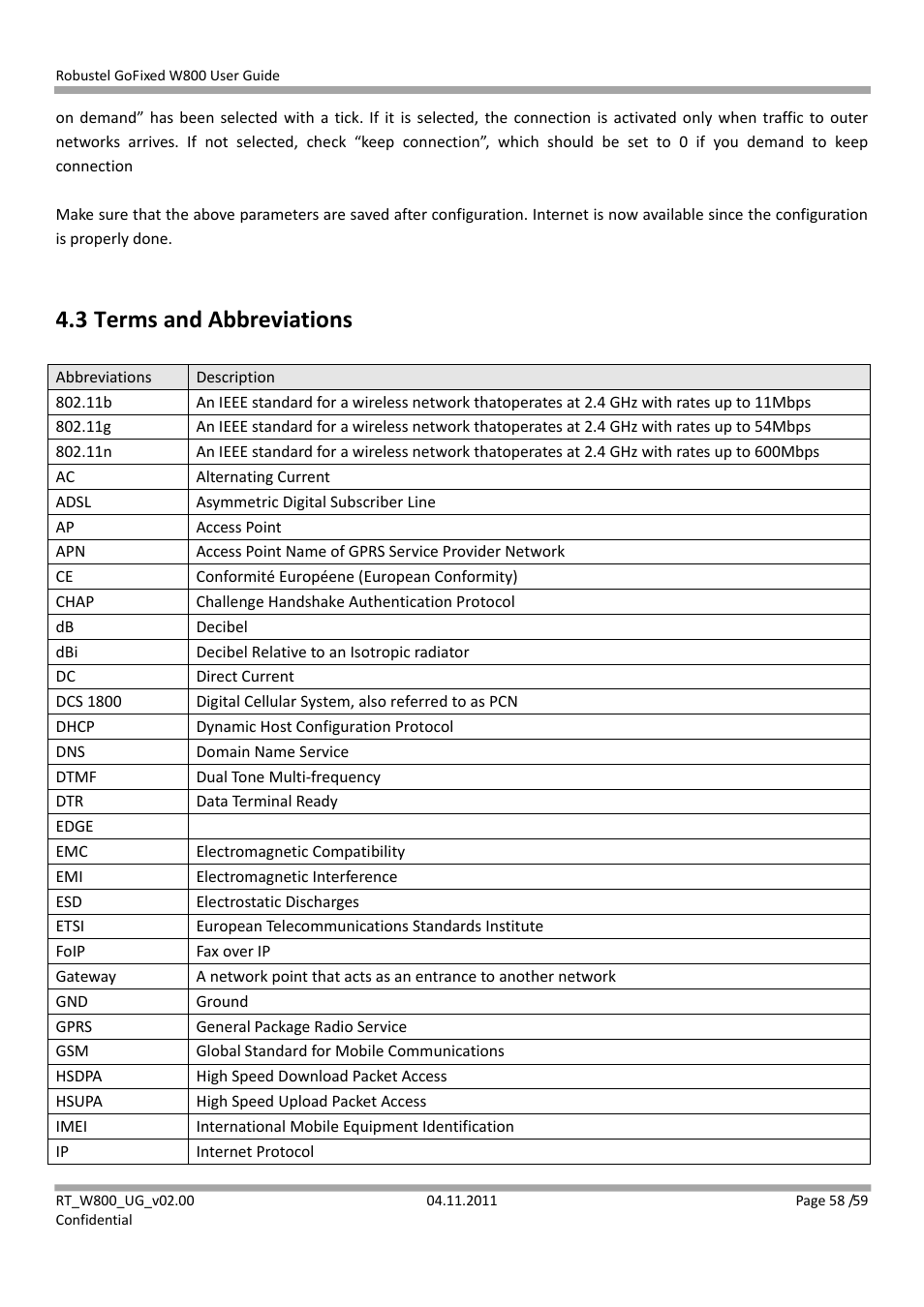 3 terms and abbreviations | Robustel W800 User Manual | Page 59 / 60