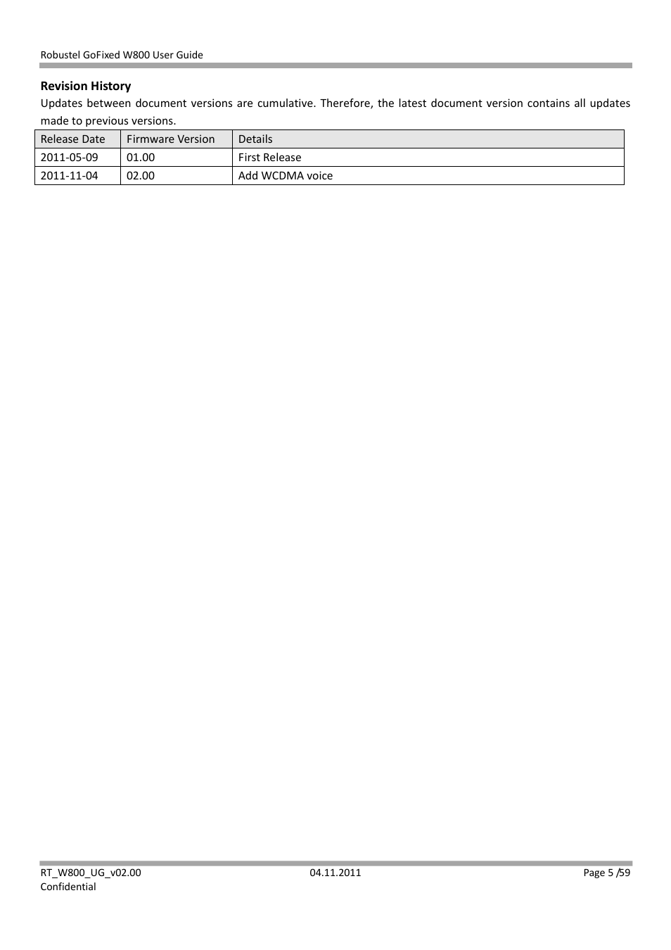 Robustel W800 User Manual | Page 6 / 60