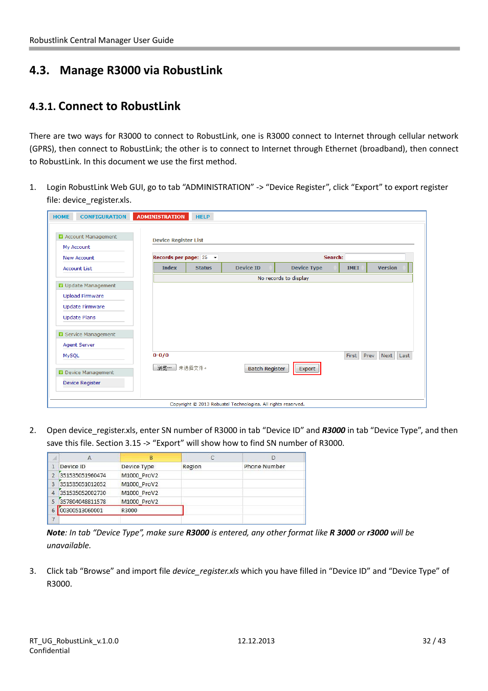 Manage r3000 via robustlink, Connect to robustlink | Robustel RobustLink User Manual | Page 32 / 43