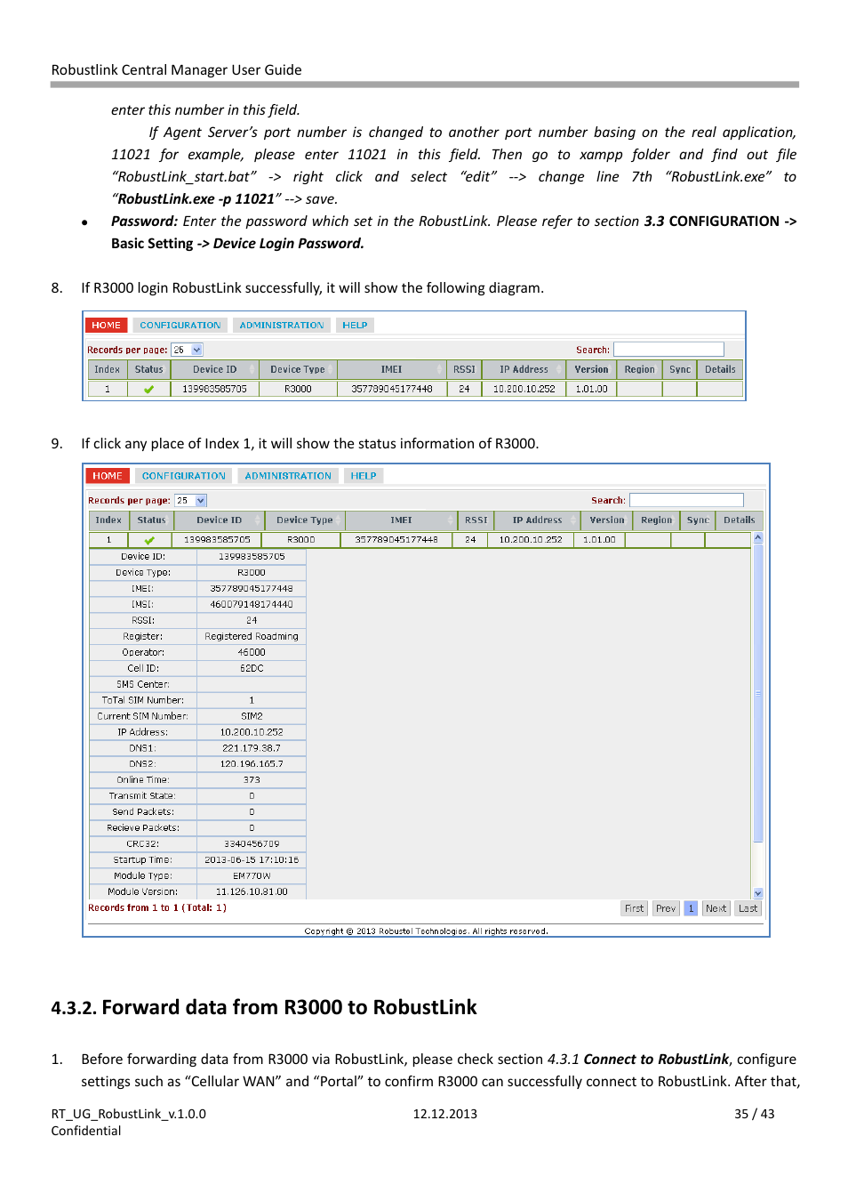Forward data from r3000 to robustlink | Robustel RobustLink User Manual | Page 35 / 43