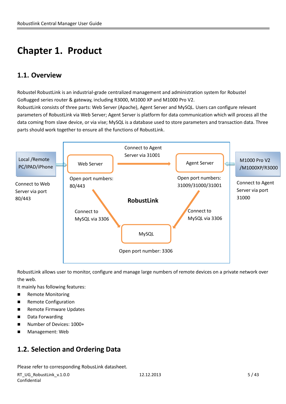 Ole_link4, Ole_link5, Order | Chapter 1, Product, Overview, Selection and ordering data, Chapter 1. product, Robustlink | Robustel RobustLink User Manual | Page 5 / 43