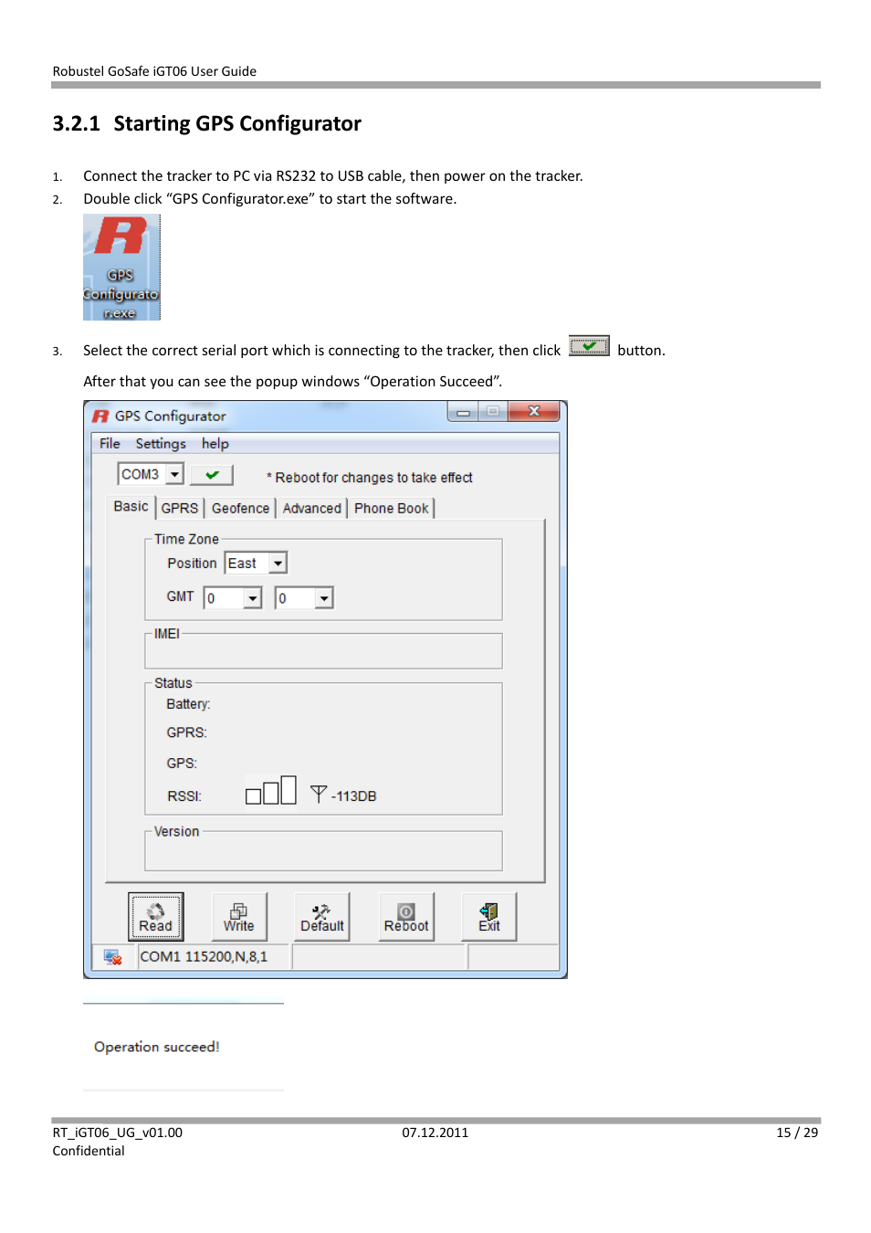 1 starting gps configurator | Robustel iGT06 User Manual | Page 16 / 29