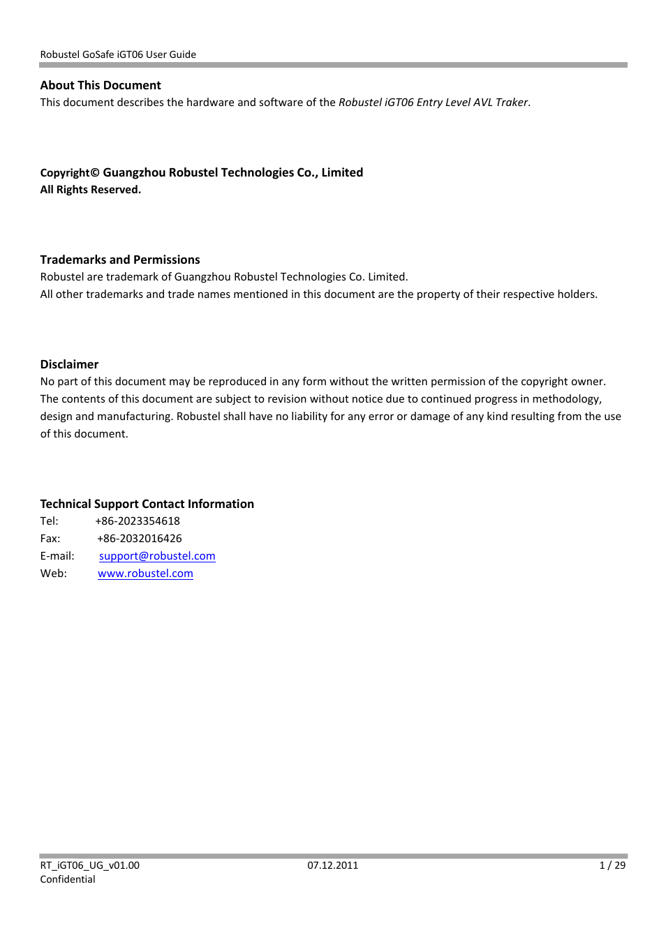 Robustel iGT06 User Manual | Page 2 / 29