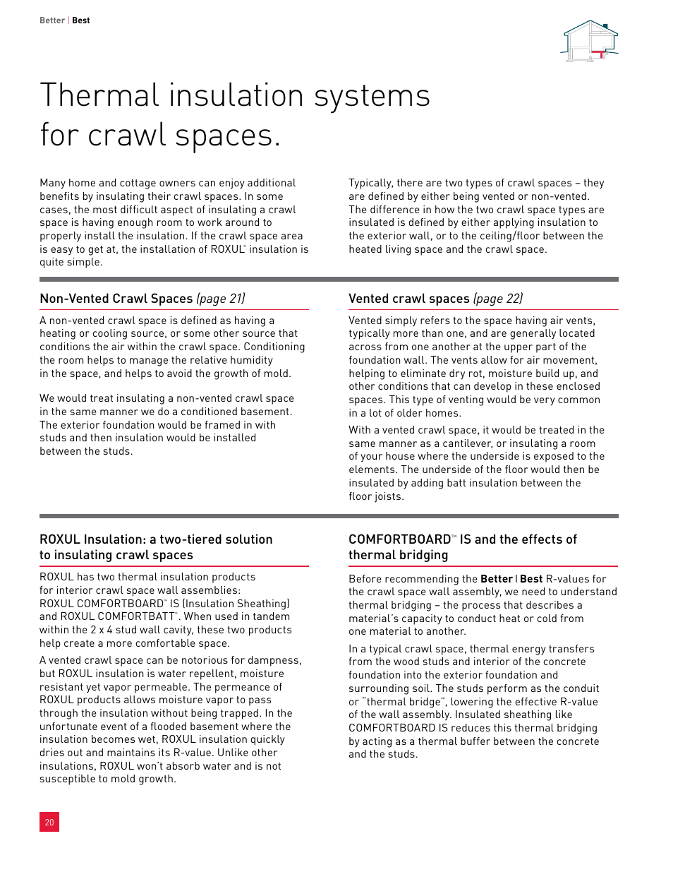 Thermal insulation systems for crawl spaces | Roxul ComfortBatt User Manual | Page 20 / 24