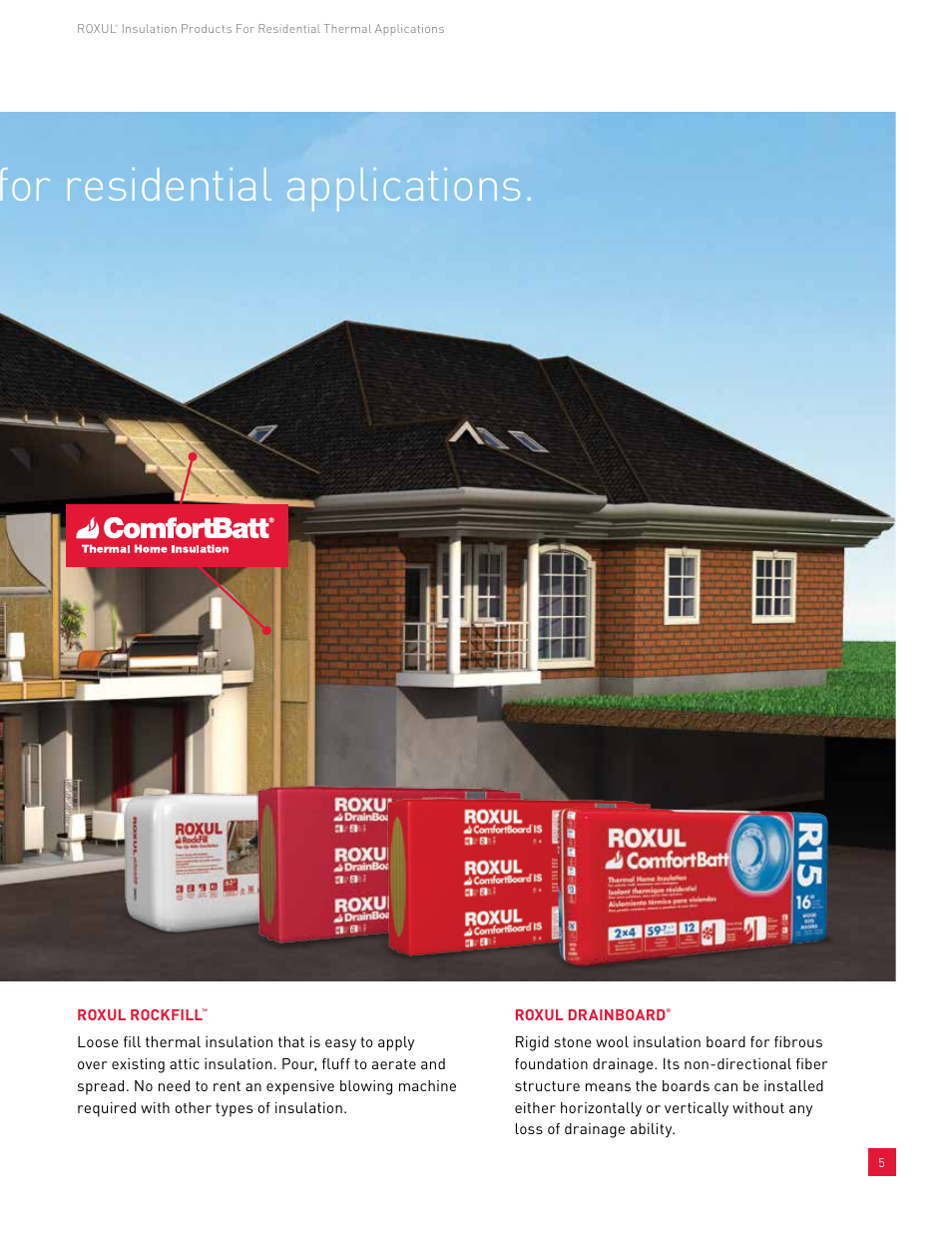 Roxul, Thermal insulation for residential applications | Roxul ComfortBatt User Manual | Page 5 / 24