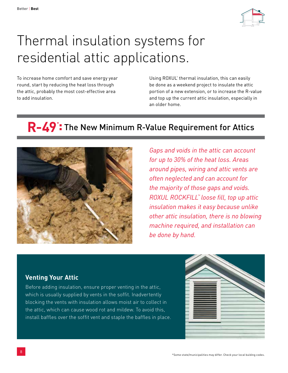 R-49, The new minimum r-value requirement for attics | Roxul ComfortBatt User Manual | Page 8 / 24