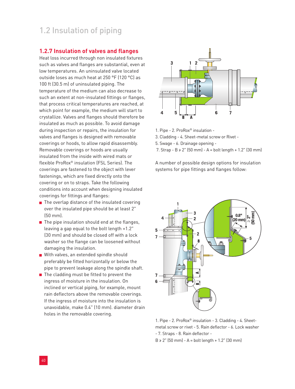 2 insulation of piping, 7 insulation of valves and flanges | Roxul Industrial Insulation Process User Manual | Page 43 / 191
