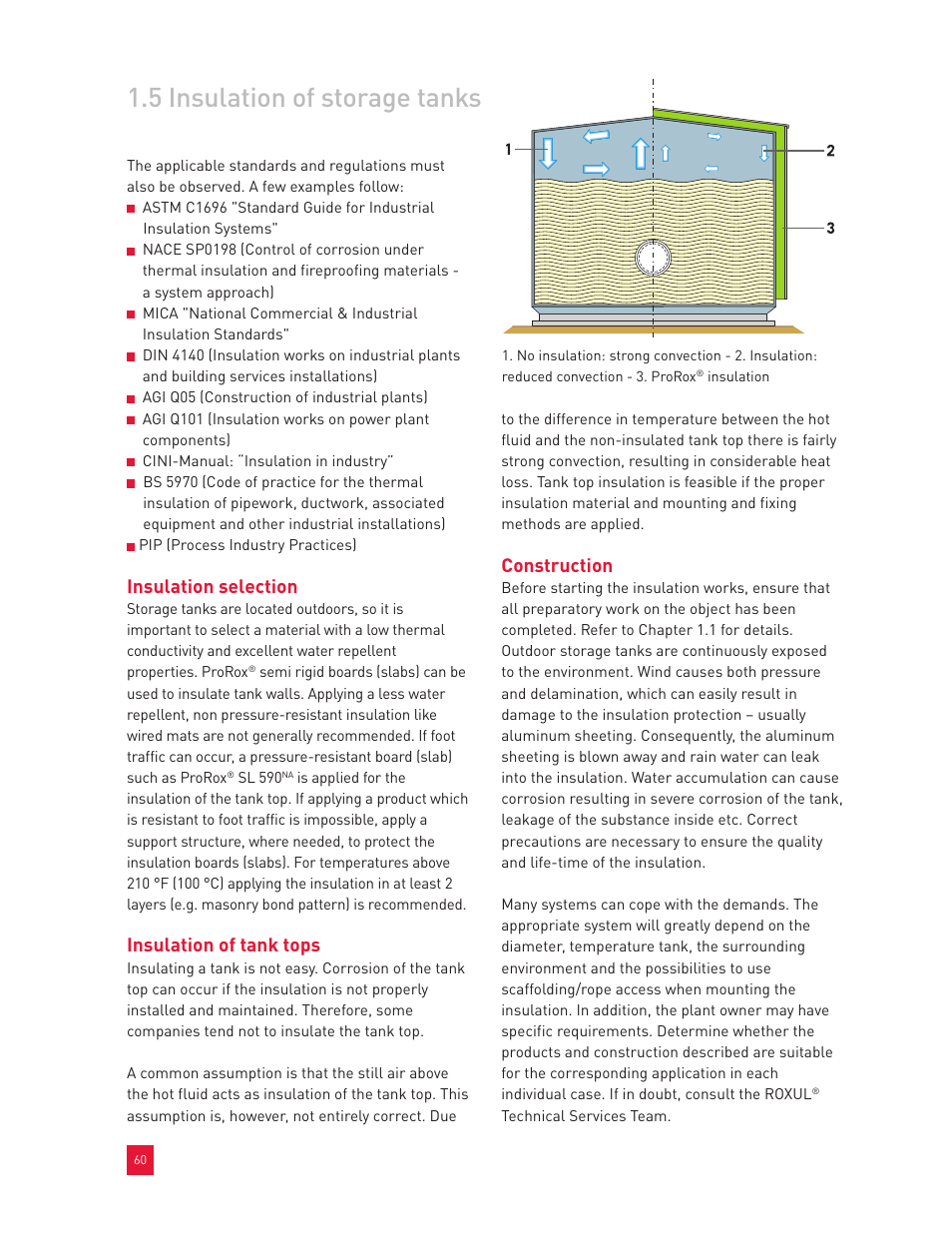 5 insulation of storage tanks, Insulation selection, Insulation of tank tops | Construction | Roxul Industrial Insulation Process User Manual | Page 63 / 191