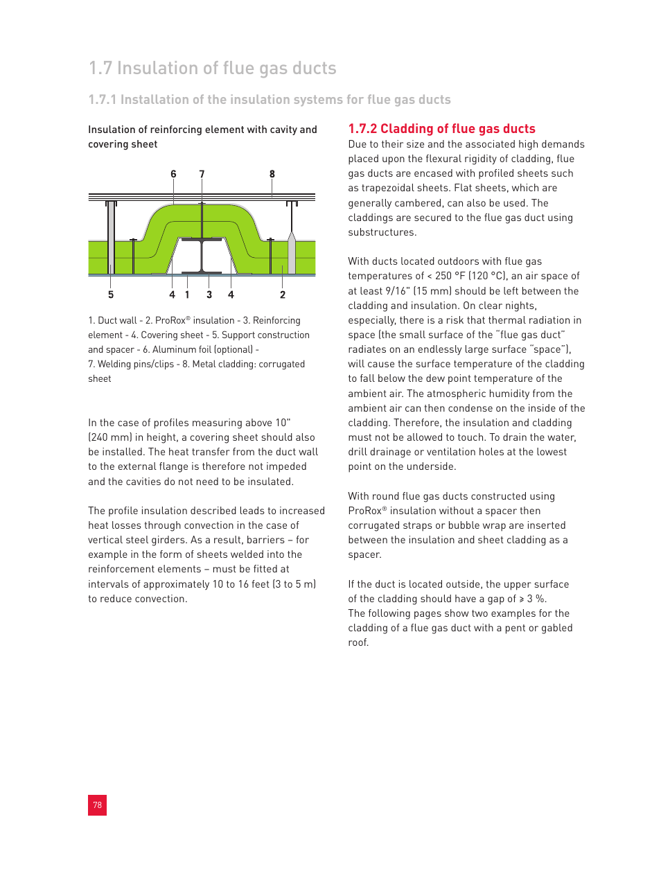 7 insulation of flue gas ducts, 2 cladding of flue gas ducts | Roxul Industrial Insulation Process User Manual | Page 81 / 191