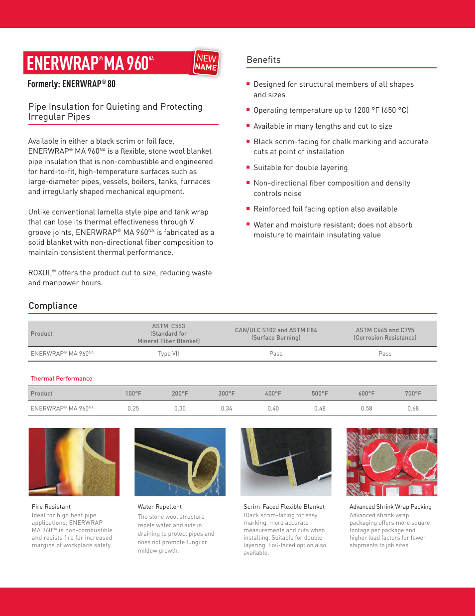 Enerwrap, Ma 960, Formerly: enerwrap | Benefits, Compliance | Roxul FSL 600 Slabs and Blankets (Fire Resistance Applications) User Manual | Page 6 / 12